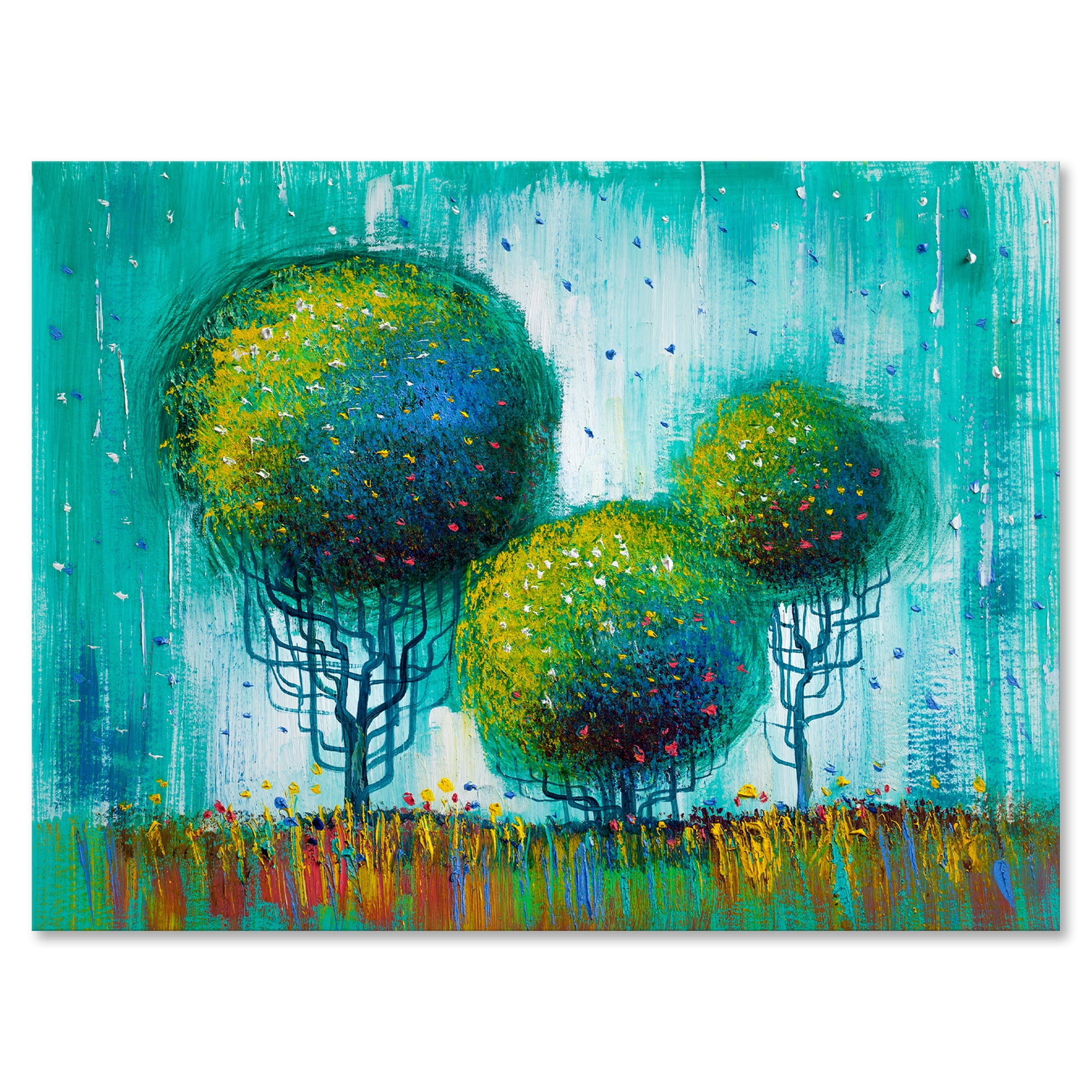 Colorful Landscape Trees Impressionist II 40 in x 30 in Painting Canvas Art Print, by Designart