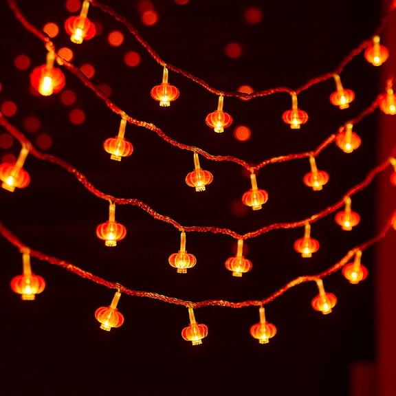 Colorful Lantern String Lights Battery Operated 5ft 10 LED Lights with Flash Mode Easter Decorations Indoor Outdoor Hanging Decor Valentines Day Decorations for Home Party, 1Pcs Red Size:S