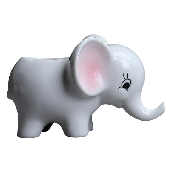 Colorful Large Elephant Ornament a Eguiwyn Elephant Ornaments, Adorable Ceramic Elephant Two Size Options White with Ears Ideal for Indoor Greenery & Home Decor Perfect for Plant Lovers