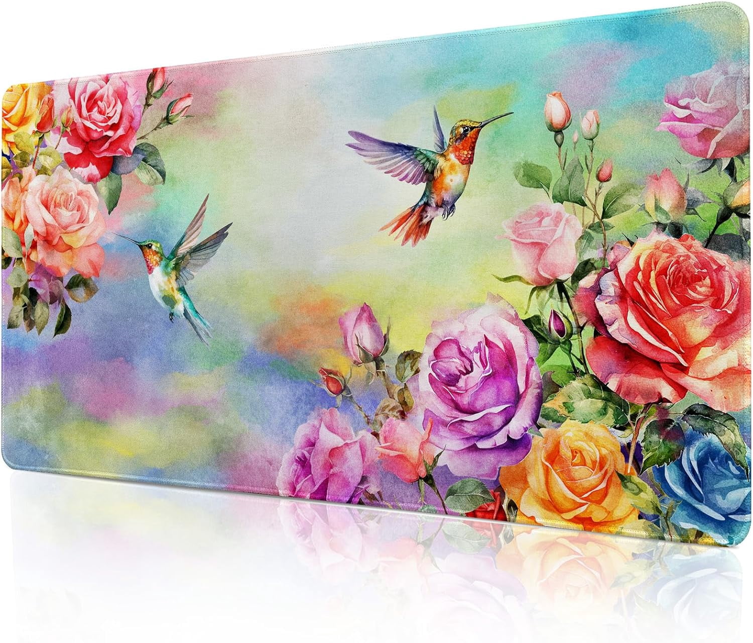 Colorful Large Mouse Pad, Pink Floral Desk Mat for Desktop, Women Girls Waterproof Gaming Mousepad, Computer PC Laptop Protector Writing Pads for School Office Home 31.5" x 15.7", Floral