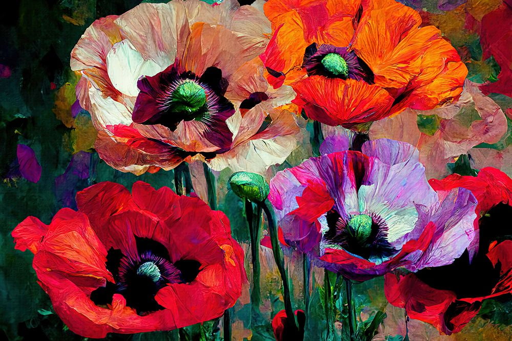 Colorful Large Poppies Poster Print - Gina Kelly (36 x 20) - Walmart.com