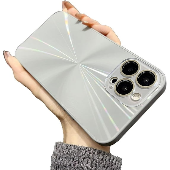 Colorful Laser Disc Pattern Hard Phone Case Compatible with iPhone Case (Silver,iPhone 11 Pro Max)