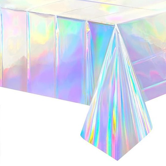 Colorful Lasers Theme Plastic Tablecloth for Celebration Event Spills Resistant Design