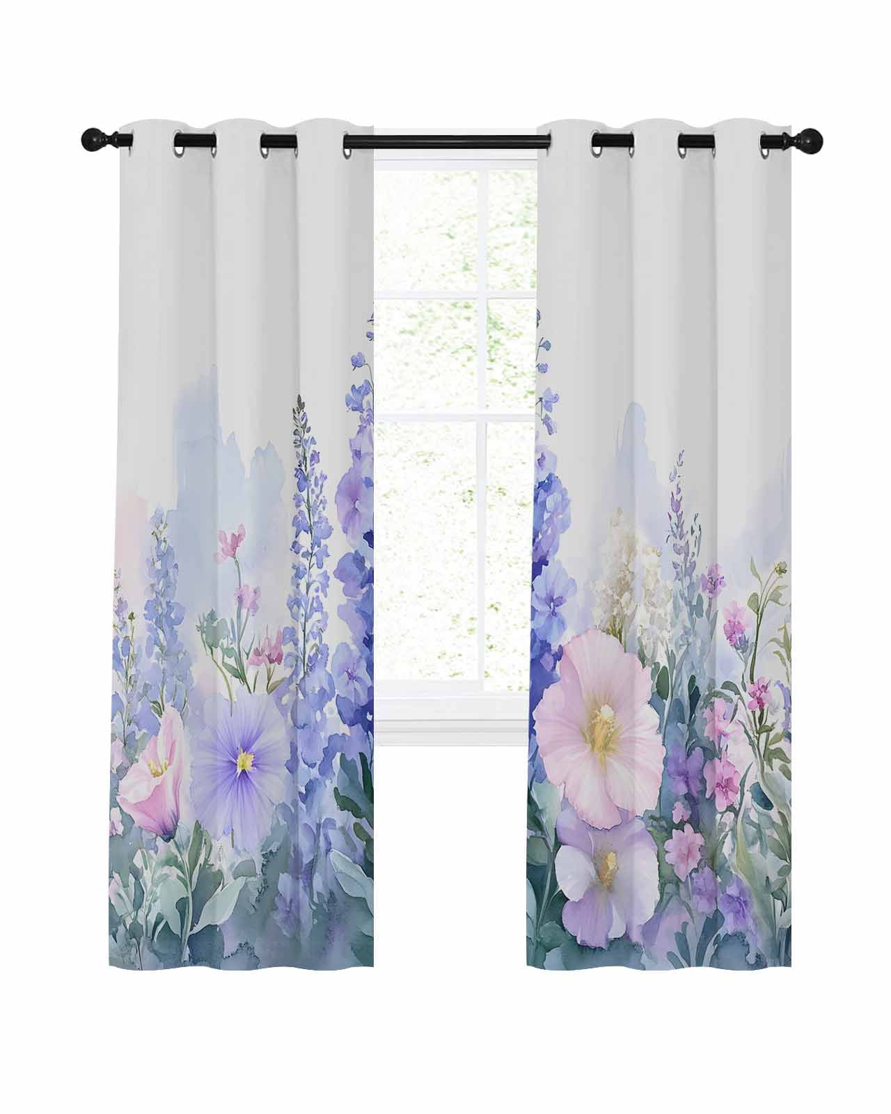 Colorful Lavender Blackout Curtains for Bedroom Living Room, Spring ...