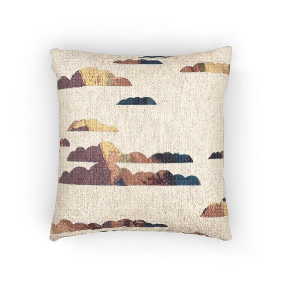 Colorful Layered Cloud Woven Pillow, Magenta Orange Red and Blue Home Accent