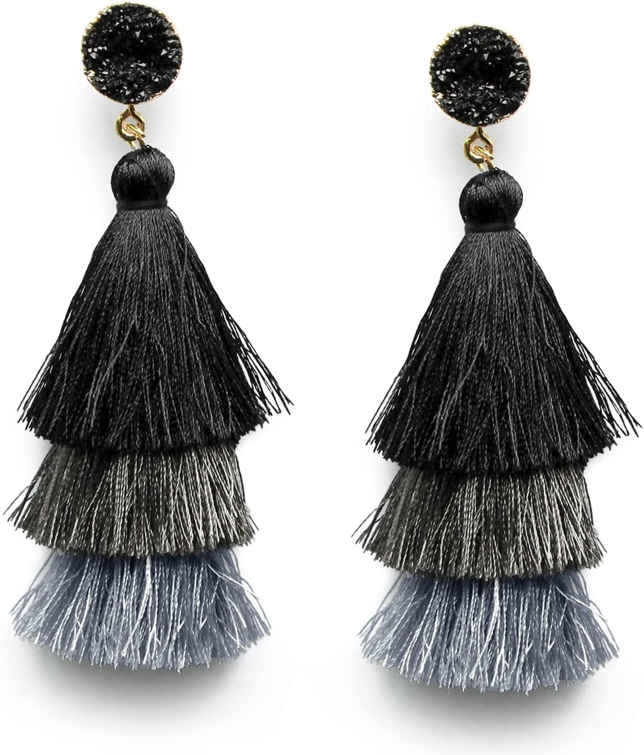 Image result for Colorful Layered Tassel Earrings Bohemian Statement Tiered Tassel Big ...