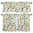 thumbnail image 1 of Colorful Leaf Kitchen Curtains Sets for Windows 36 Inch Length, Spring Summer Botanical Vintage Rod Pocket Window Treatments Tier Curtains and Valances Set for Bedroom/Bathroom, 1 of 8