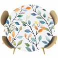 thumbnail image 1 of Colorful Leaf Table Cloth, Round Fitted Tablecloths with Elastic Edge, Summer Botanical Pastoral Spring Wipeable Waterproof Table Cover for Kitchen Wedding 55-60 Inches, 1 of 4