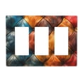 thumbnail image 1 of Colorful Leather Pattern 3 Gang Toggle Light Switch Cover Decorative Switch Plates and Outlet Covers Wall Plates for Electrical Kitchen Home Office Art Decor, 1 of 5