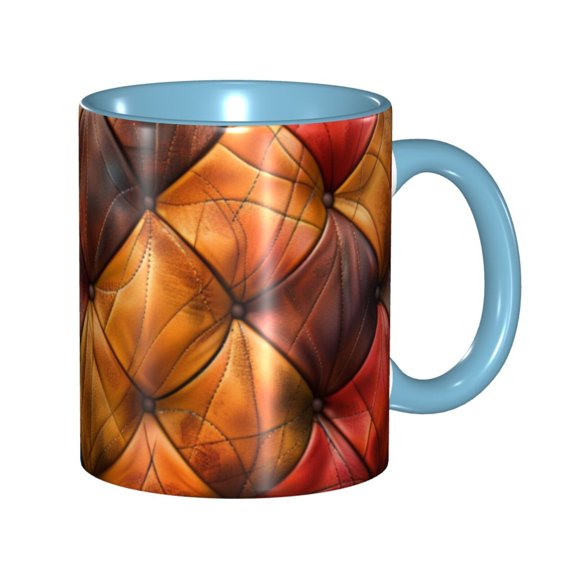 Colorful Leather Pattern Coffee Mug Fun Custom Ceramic Mugs 11oz Sky Blue