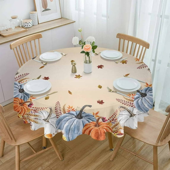 Colorful Leaves Abstract Round Tablecloth Waterproof Wedding Decor Table Cover Xmas Home Decorative Tablecloth