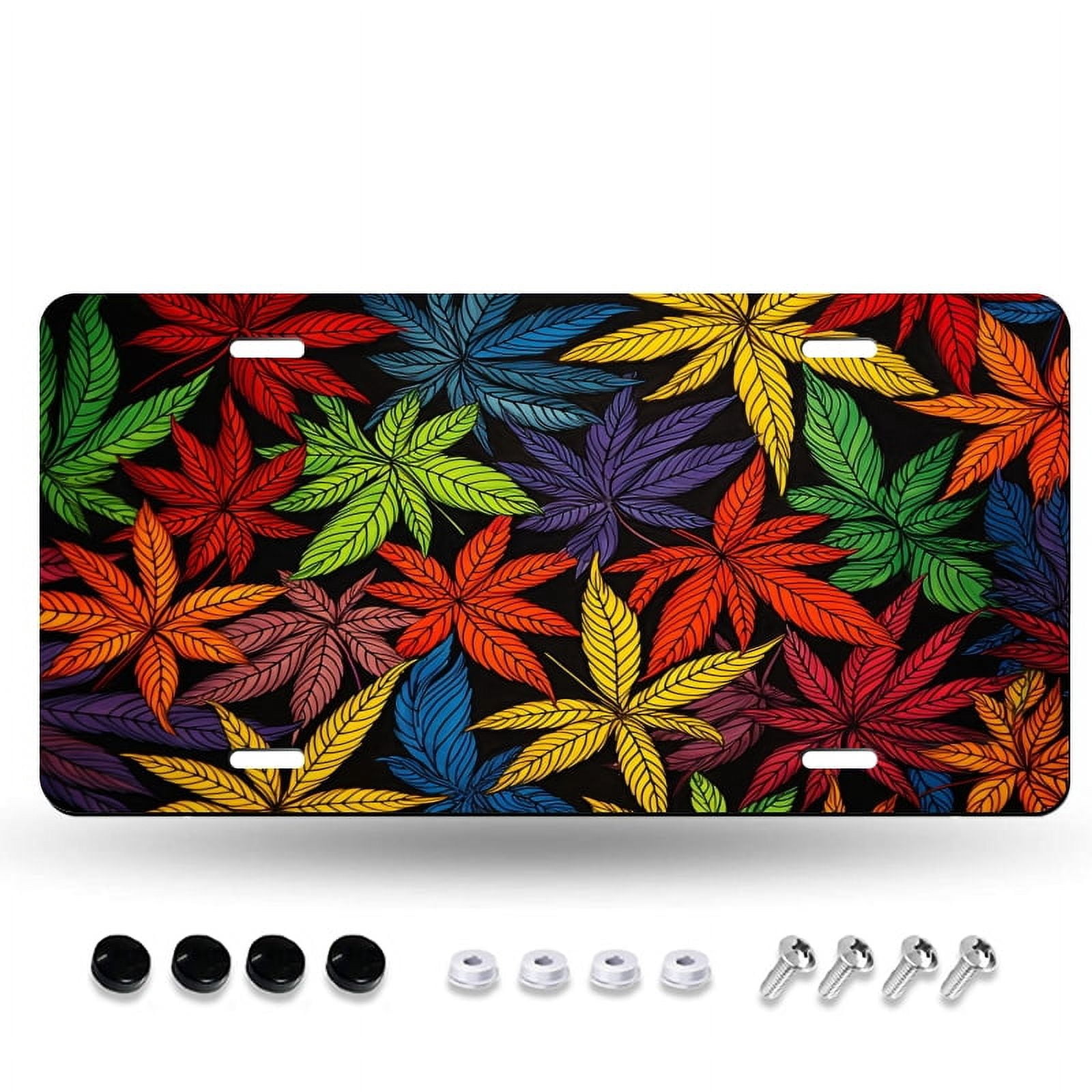 License Plate Color Filter Colorful Leaves in Different Colors and Sizes License Plate Frame ...