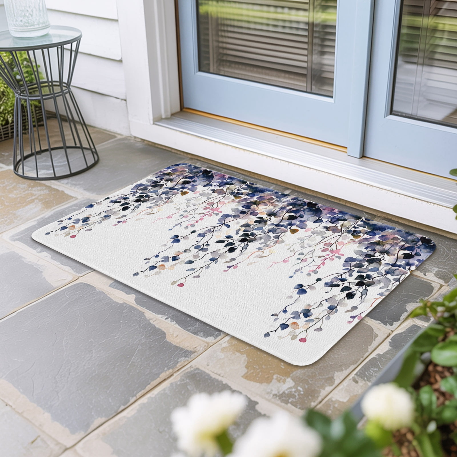 Colorful Leaves Door Mat Indoor Outdoor,Simple Eucalyptus Branches ...