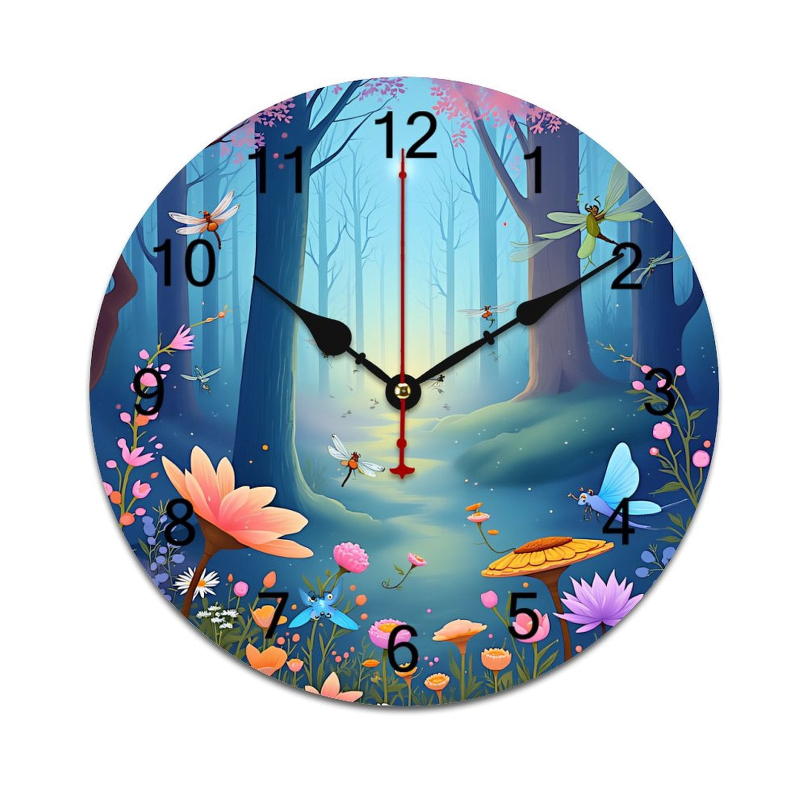 Colorful Leaves Floral Flowers Eiffel Tower Time Decorative Wall Clocks ...
