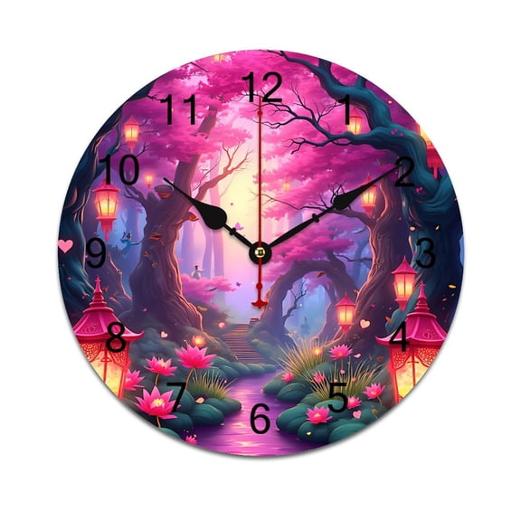 Colorful Leaves Floral Flowers Eiffel Tower Word Saying Big Wall Clock Home Decor Art Watch Living Room Gift