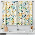 thumbnail image 1 of Colorful Leaves Kitchen Curtains - Floral Spring Botanical Tier Cafe Curtains Farmhouse Country Small Window Curtains for Bathroom Living RV Rod Pocket Window Drapes 24 Inch 2 Panels Set 28"x24", 1 of 5