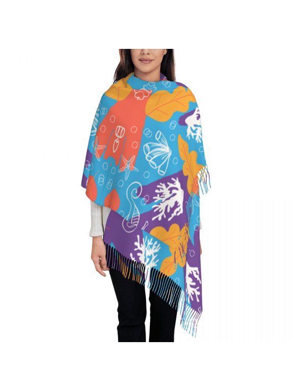 Colorful Leaves Marine Life Shawls Wraps for Evening Dresses Womens Shawls Wraps Dressy Shawls and Wraps Evening Wear
