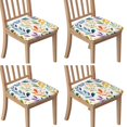 thumbnail image 1 of Colorful Leaves Pattern Seat Covers for Dining Room Chairs Set Of 4,Stretch Printed Washable Chair Seat Cover with Elastic Ties and Button,Removable Waterproof Couch Cushion Covers, 1 of 6