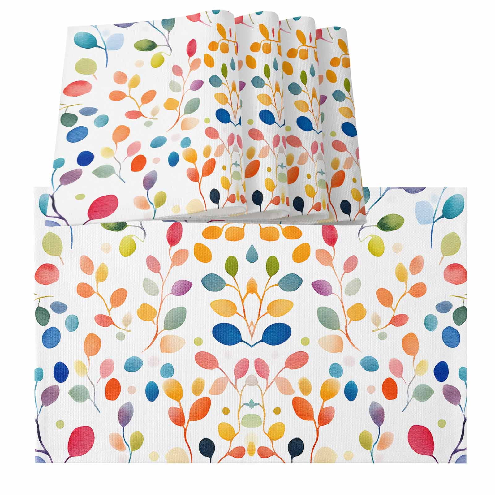 Colorful Leaves Placemats for Dinning Table Set of 6, Modern Boho ...