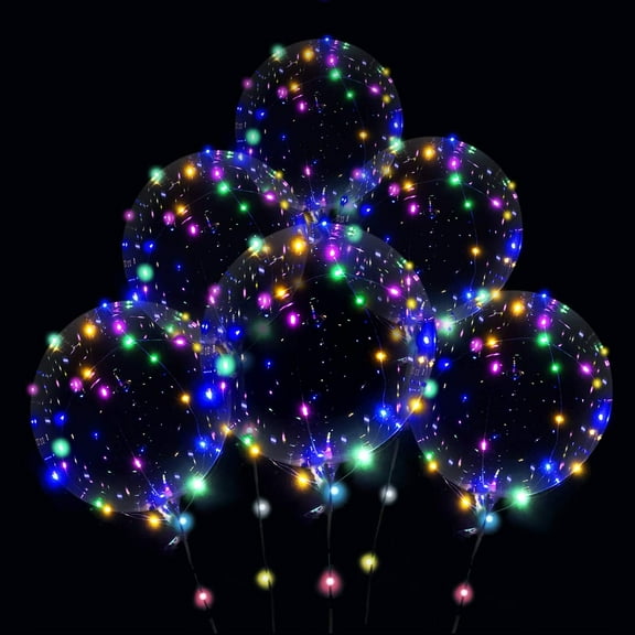 Colorful Led Bobo Balloons Transparent Light up Balloons, Weddings Banquets Outdoor and Indoor Parties House Party Birthday Decor