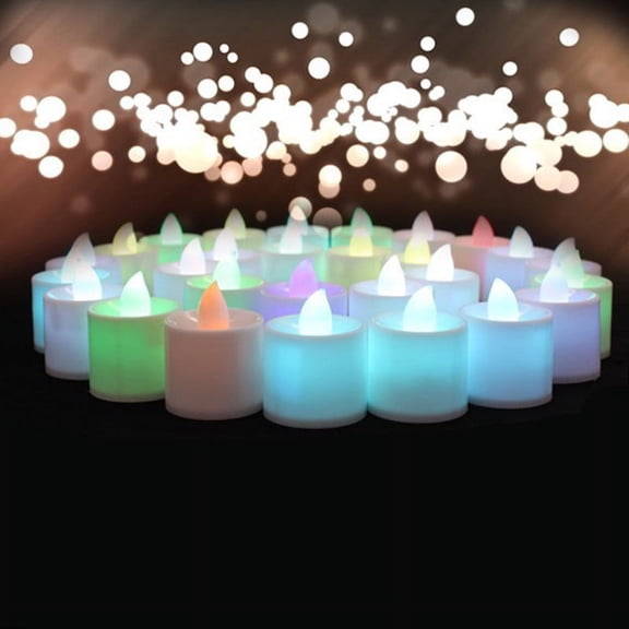 Colorful Led Electronic Candle Lights, Flickering Like Real Candles, Safe No Flame/Melted Wax, For Party Wedding Home Decor, 38X37Mm (1.5X1.46In)