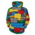 thumbnail image 1 of Colorful Blocks Pattern Men's Women Vintage 3D Hooded Sweatshirt - All-Season Loose Fit Streetwear, 1 of 6