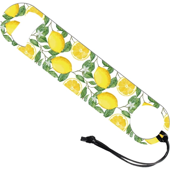 Colorful Lemon Art Stainless Steel Bottle Opener with PU Cord Beer Bottle Opener Flat Bottle Opener Heavy Duty Bar Funny Bartender Opener for Home Kitchen Bar Restaurant 7inch