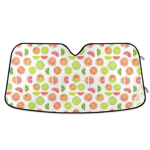 Colorful Lemon Slice Car Windshield Sun Shade Foldable Car Front Window Visor Heat and UV Protection 53x23.5