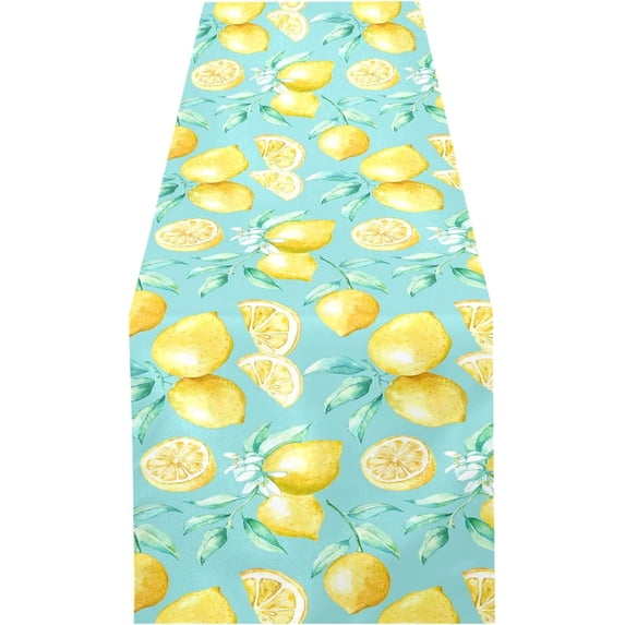Colorful Lemon Table Runner, Polyester Double Sided Rectangle Dining Table Cloth Cover for Wedding Party Kitchen Farmhouse Garden Holiday 18 x 72 inches Long Home Decor