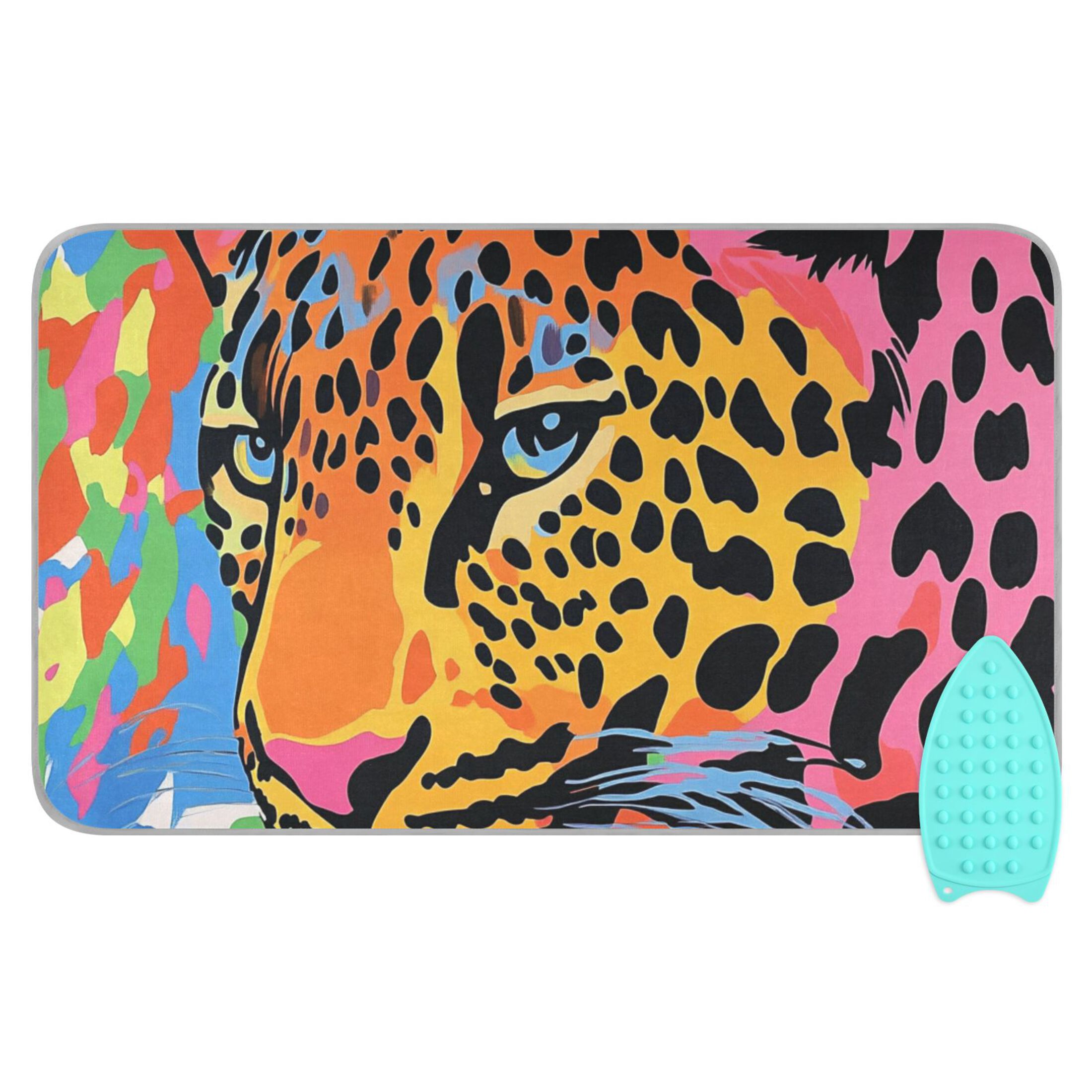 Colorful Leopard Painting Ironing Mat Blanket Portable Travel Ironing Pad Heat Resistant Pad 47.2" x 27.6”