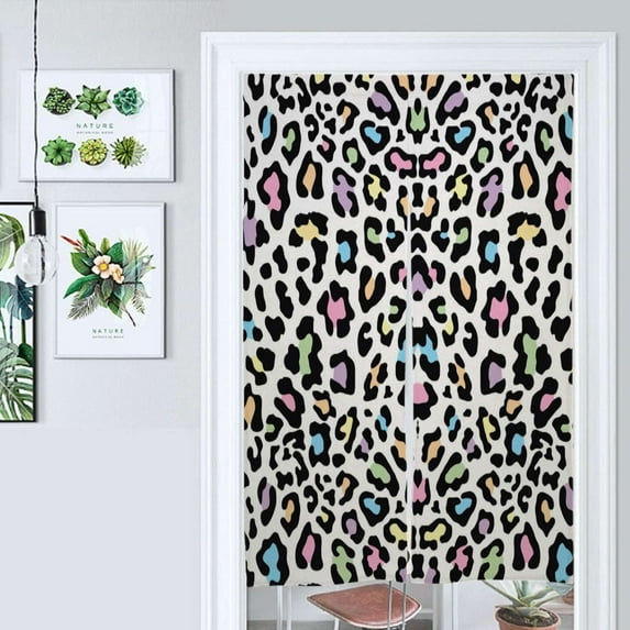 Colorful Leopard Print Door Curtain Nordic Living Room DoorCurtain Porch Partition Curtain Kitchen Rative Half Curtain