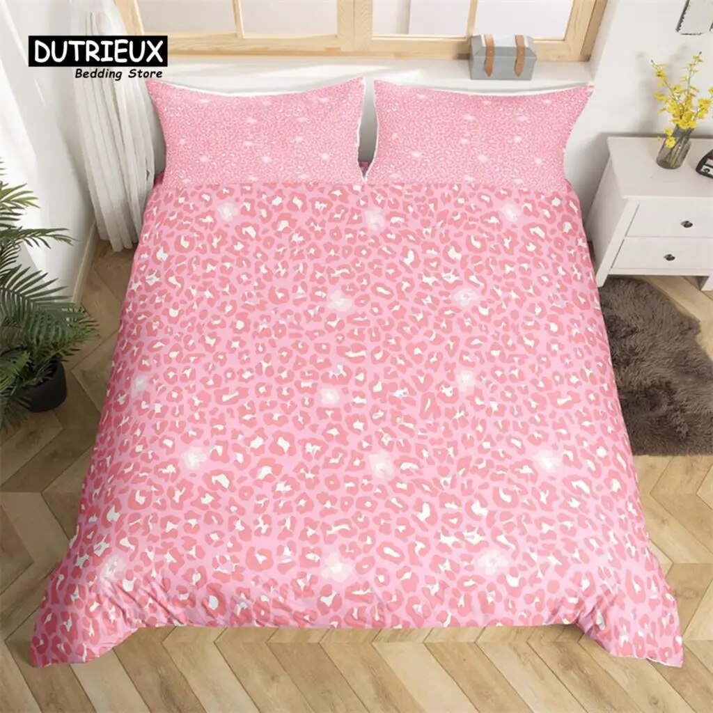Colorful Leopard Print Duvet Cover Wild Animal Bedding Set Microfiber