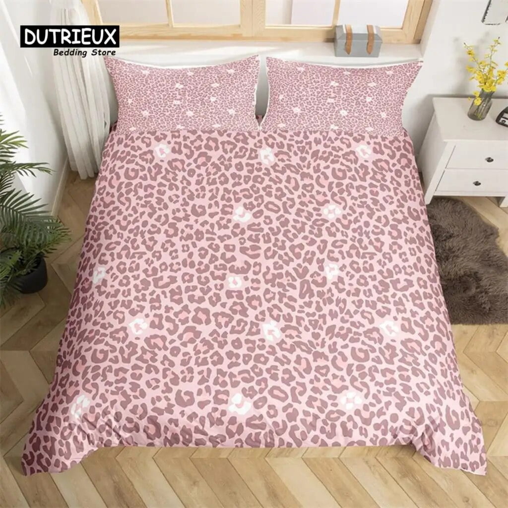 Colorful Leopard Print Duvet Cover Wild Animal Bedding Set Microfiber