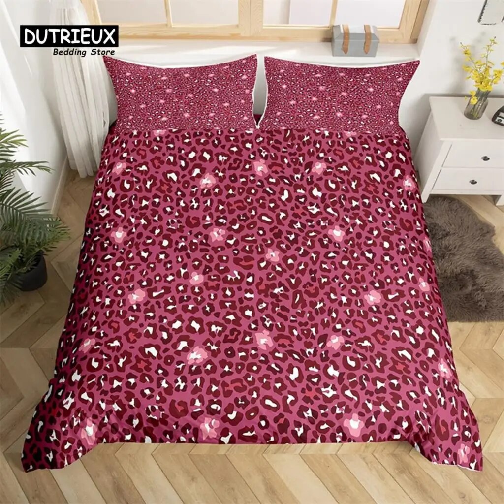 Colorful Leopard Print Duvet Cover Wild Animal Bedding Set Microfiber
