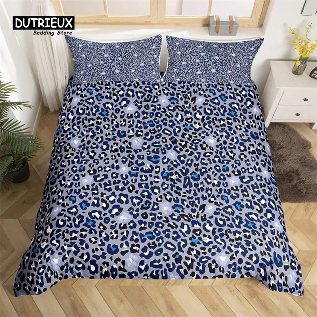 Colorful Leopard Print Duvet Cover Wild Animal Bedding Set Microfiber