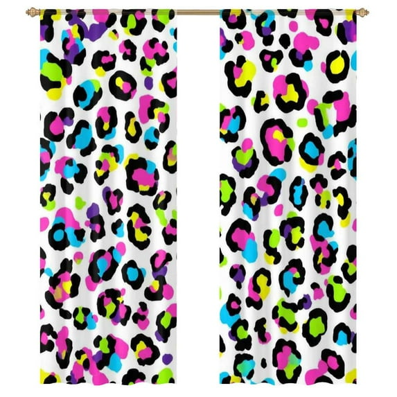 Colorful Leopard Print Pattern Sheer Window Curtains for Living Room Kitchen Bedroom Tulle Voile Hanging Curtain