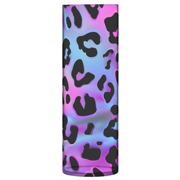 Colorful Leopard Print Pattern Vase Flower Vase Clear Unbreakable Plastic Tall Decorative 11.8in