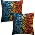 thumbnail image 1 of Colorful Leopard Print Pillow Cover - Leopard Throw Pillow Covers Set of 2 Animal Skin Texture Throw Pillow Covers 16x16 Inches for Home Couch Sofa Outdoor, 1 of 6