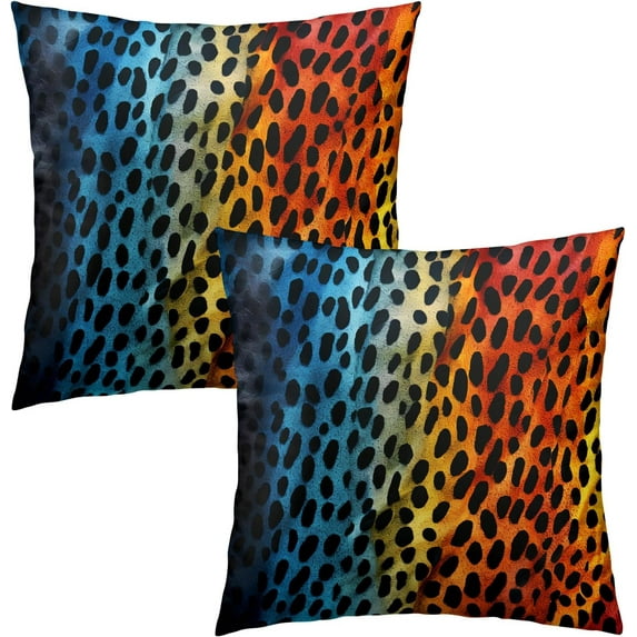 Colorful Leopard Print Pillow Cover - Leopard Throw Pillow Covers Set of 2 Animal Skin Texture Throw Pillow Covers 16x16 Inches for Home Couch Sofa Outdoor