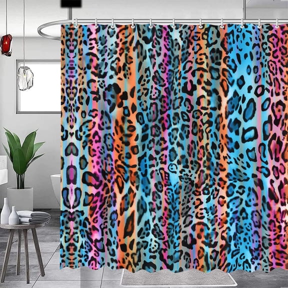 Colorful Leopard Print Shower Curtains for Bathroom Wild Animal Skin Pattern Bathroom Curtain Washable Durable Fabric Bathroom Shower Curtains 72x72 in