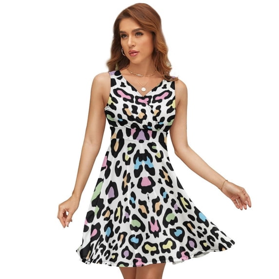 Colorful Leopard Print Sundress Sleeveless Dress Summer Women Clothes Dress for Women Dresses