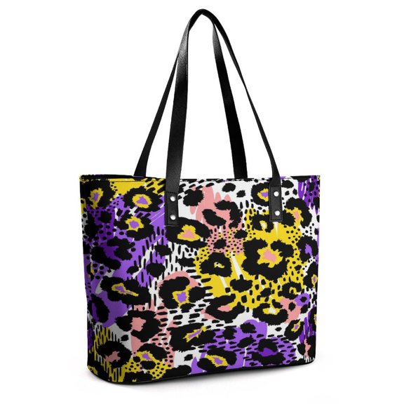 Colorful Leopard Print Woman Leather Handbags Large Tote Bag Fashion Portable Handbags With Zipper
