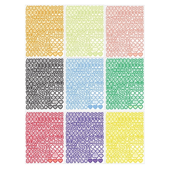 Colorful Letter Number Sticker Reusable Adhesive PVC Sticker For Scrapbooking Journal Planner Notebook Phone Case Laptop