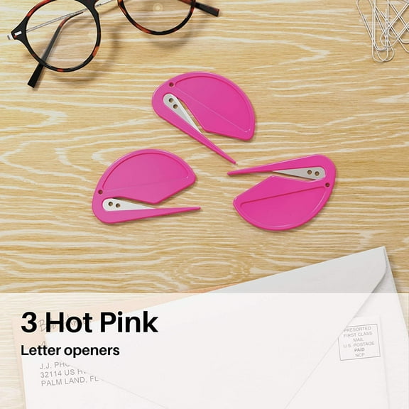Colorful Letter Openers - Hot Pink 3 Pieces - Sharp and Efficient - Open Envelopes with Ease (Hot Pink, 3 Pieces)
