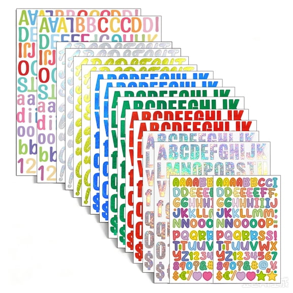 PMHZI Colorful Letter Stickers 1232 Pcs, Vinyl Laser Alphabet Letters for Crafts & Scrapbooking
