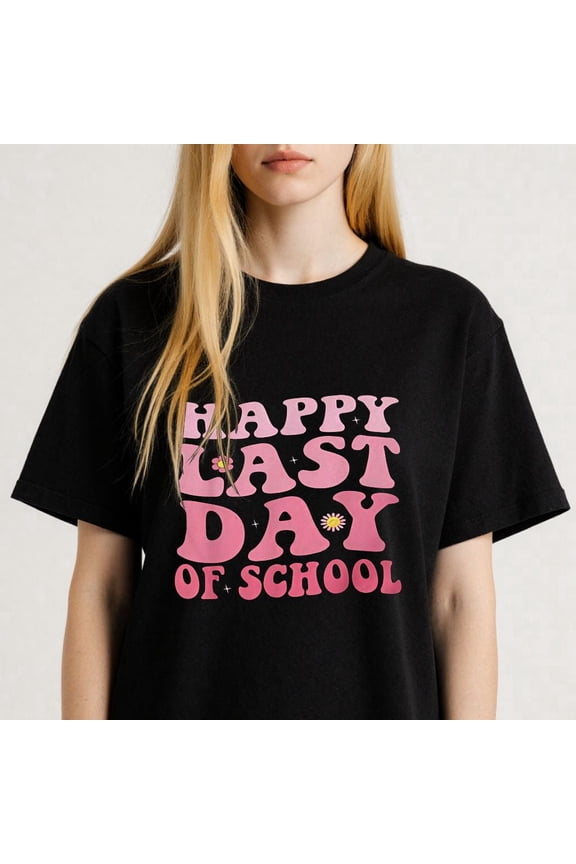 Colorful Lettering Graphic For Women Happy Last Day of School Themed Casual Tee print T Shirt