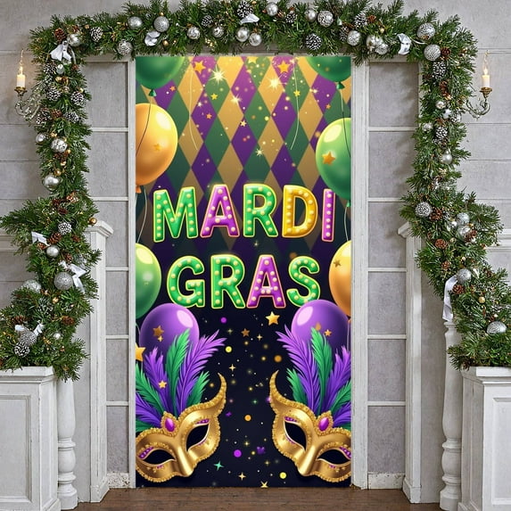Colorful Letters+Mardi Gras Banner+Cruise Ship Design+Cruise Display+Palm Tree Decor+Mardi Gras Mask+Mardi Gras Backdrop+for+Mardi Gras Celebration+Cruise Party+Crew Gathering