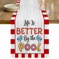 thumbnail image 1 of Colorful Letters Table Runner 90 Inches Long Farmhouse Dress Scarves, Boho Summer Swimming Circles Red Plaid Dining Tablerunner for Coffee Table/Kitchen Island/Party Décor, 13" x 90", 1 of 8