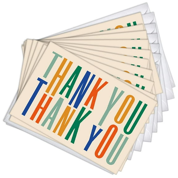 Colorful Letters Thank You Blank Note Greeting Cards | 20 Pack Bulk Set (4X6)