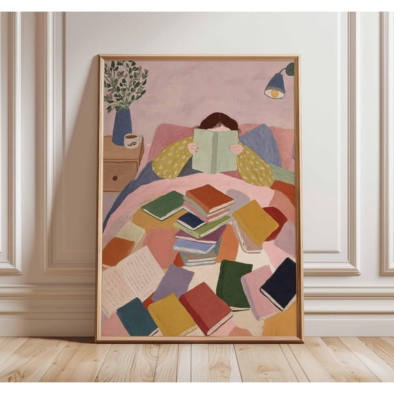 Colorful Library Reading Poster, Unframed Paper Poster 8x10in